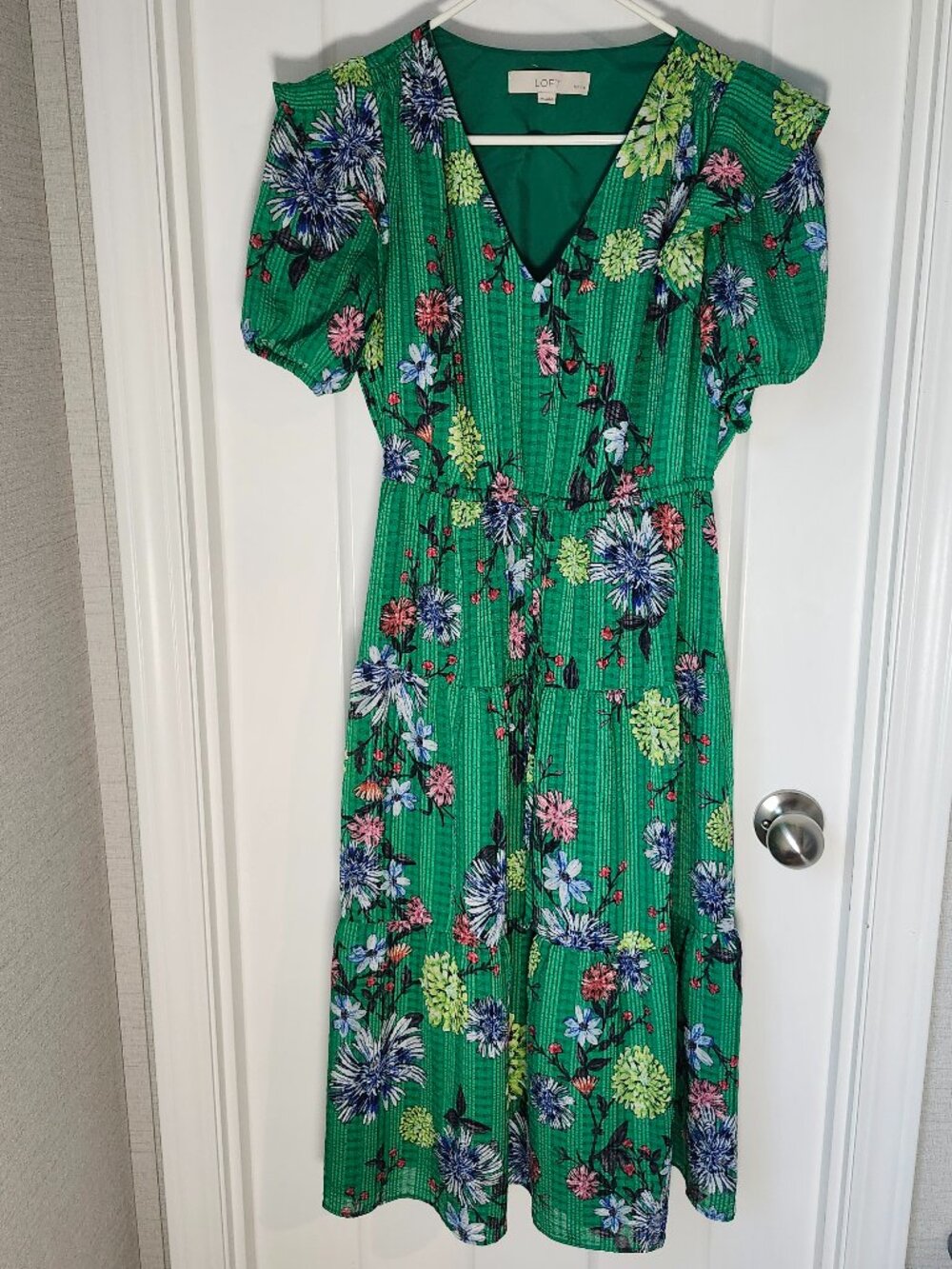 Loft Green Floral Dress